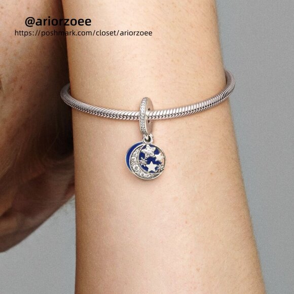 Pandora Vintage Night Sky Dangle Charm with Blue Enamel & Clear CZ - Picture 2 of 2